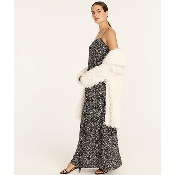 6. J.Crew Ruffle-back silk dress in starry sky print - Picture 2 of 8